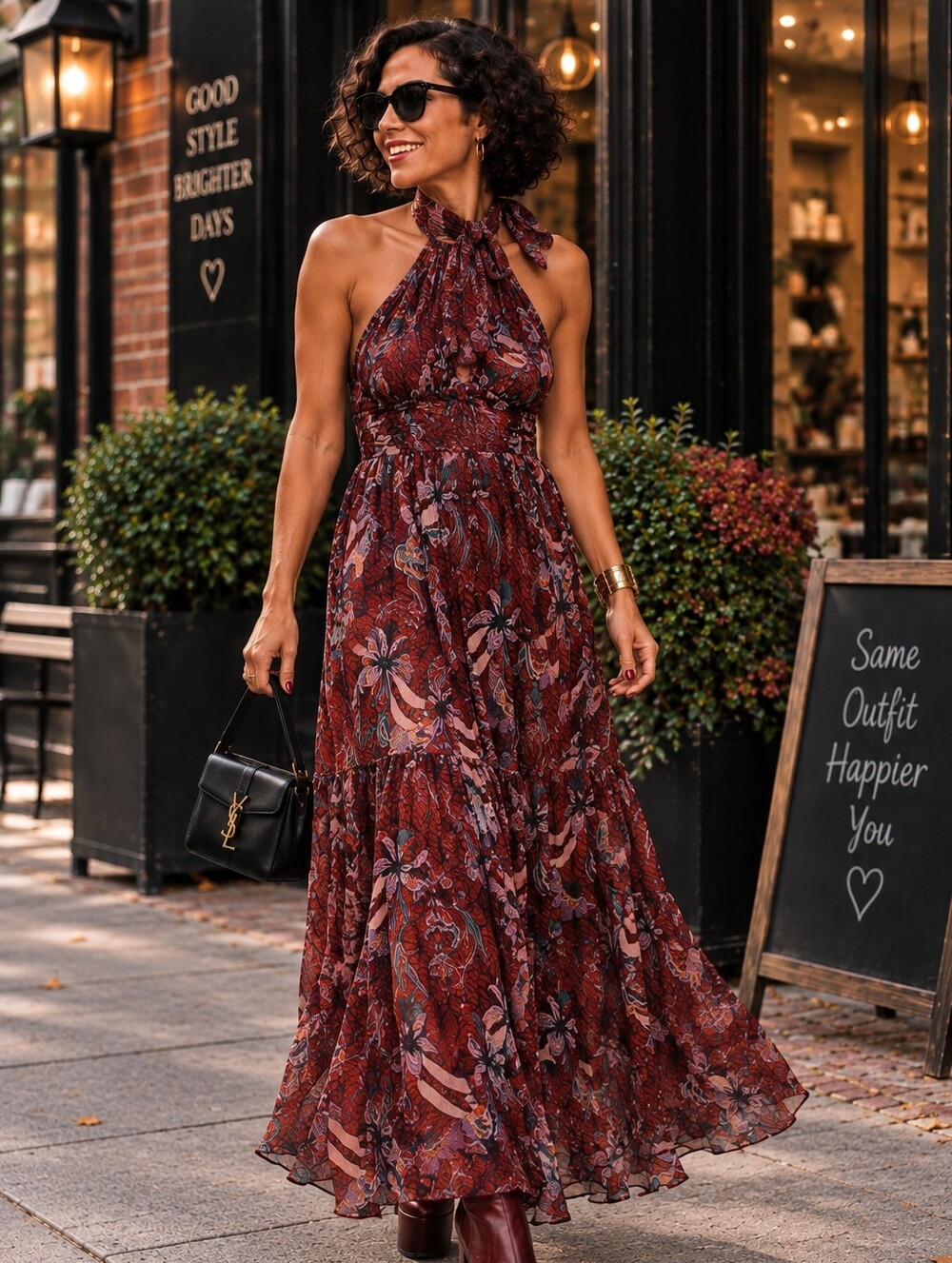Eloquii Floral Maxi Dress in Red & Green Size (18)